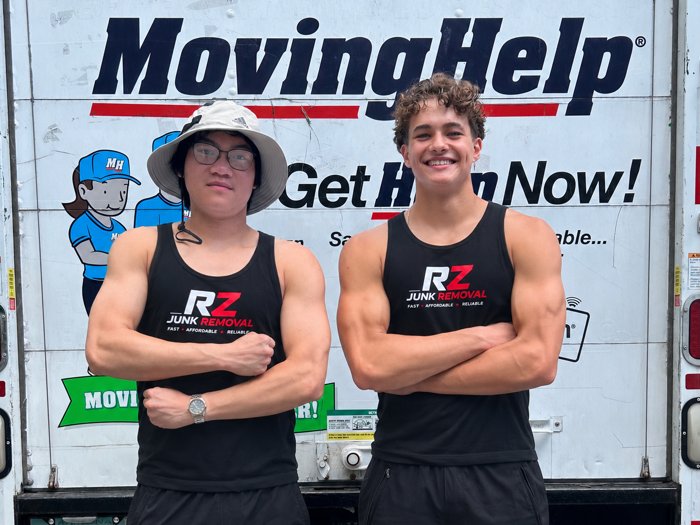 RZ Junk Removal team in front of the truck